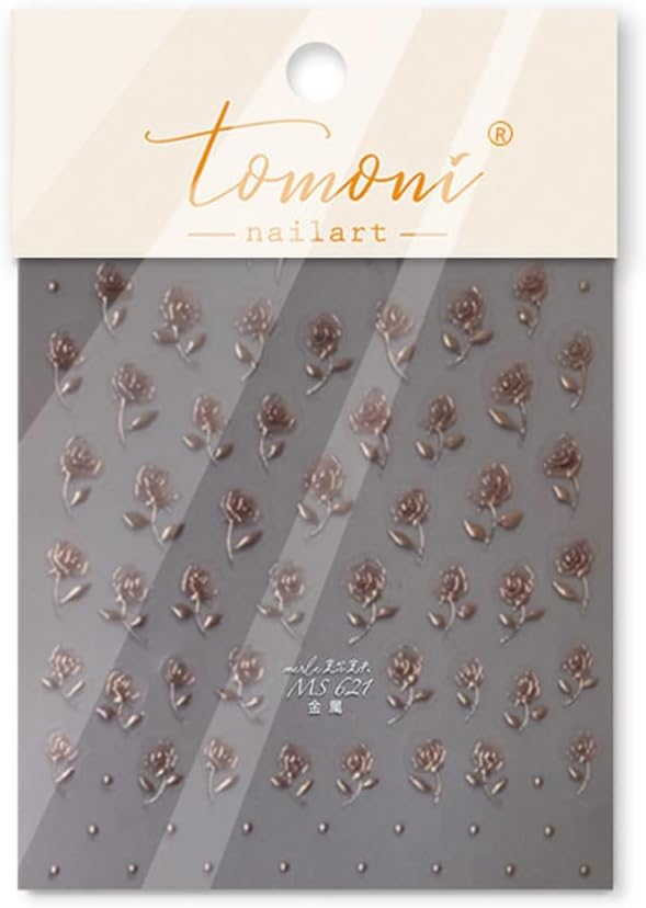 Rose Gold Flower Nail Stickers for Nail Art Rose Nail Decals Cute Stickers for Nails Designs Self Adhesive Nail Art Supplies & Decorations for Women Girls 1 Sheet