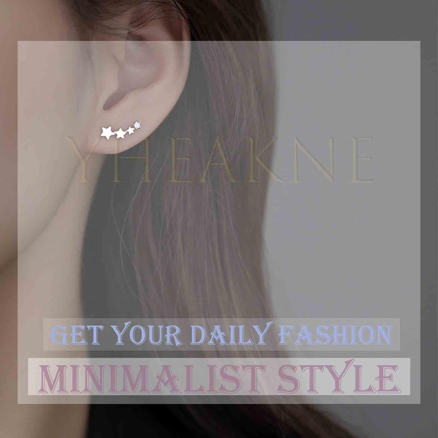 Boho Rhinestone Star Ear Climber Earrings Silver Cluster Star Earrings Minimal Crawler Earrings Vintage Studs Earrings Jewelry for Women and Girls