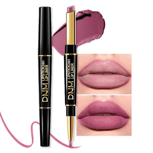 evpct 1Pcs Light Plum Rose Matte Lip Liner and Lipstick Combo Set Kit for Women, Magic Neutral Lipsticks 24 Hours Original Lipstick and Lips Liner Pencil Stain Makeup Long Lasting Waterproof, 24#