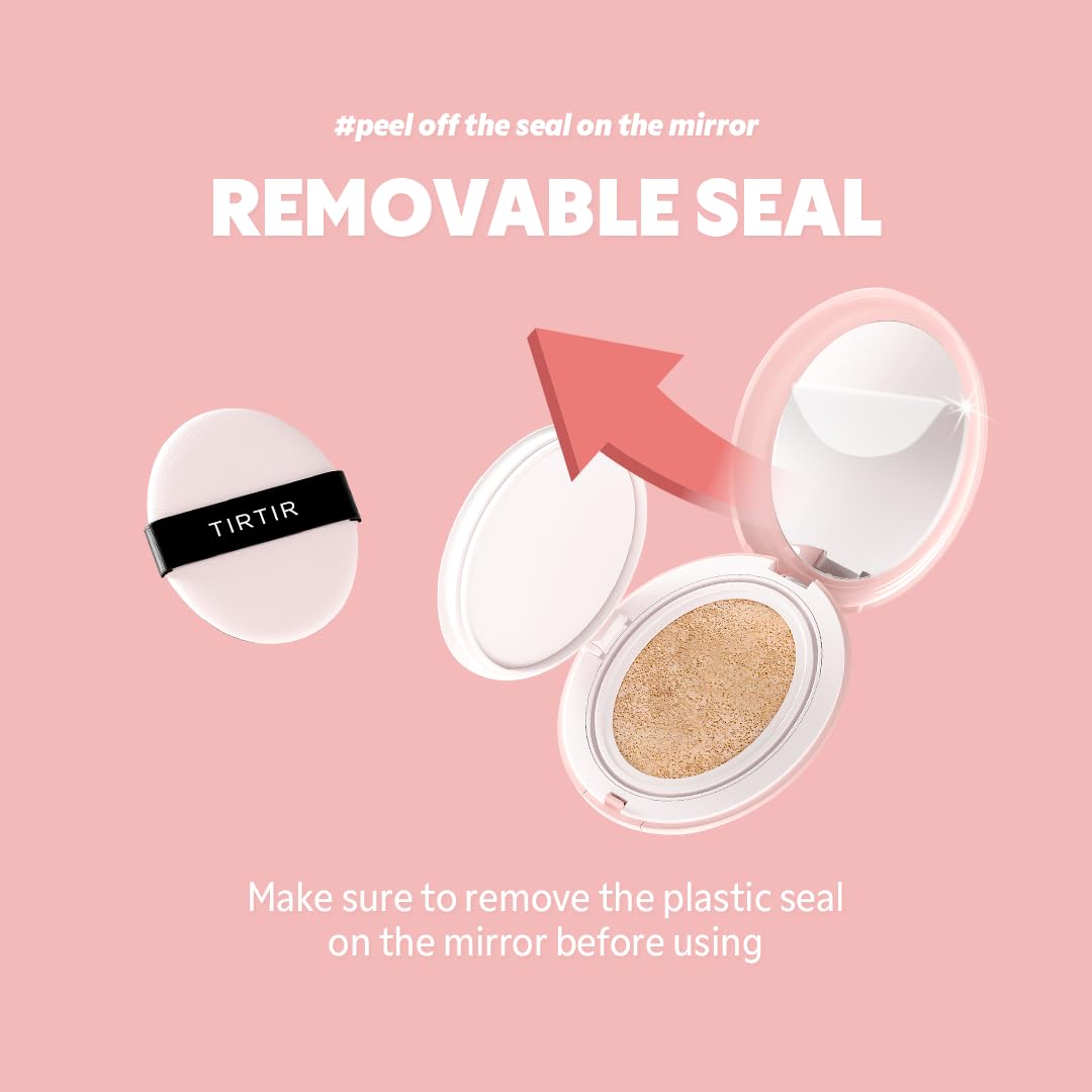 TIRTIR Mask Fit All Cover Pink Cushion Foundation | High coverage, Velvety Matte Finish, Lightweight, Flawless, Corrects Redness, Korean Cushion (#13N Fair Ivory, Full Size, 0.63 Fl Oz)