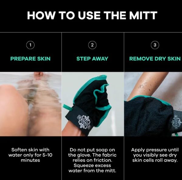 Dermasuri Deep Exfoliating Glove - Polishing Mitt Body Scrubber - Korean Skin Cleaner Exfoliator & Dead Skin Buffing Treatment - Keratosis Pilaris Scrub Remover- Shower Skincare (1 Pack)