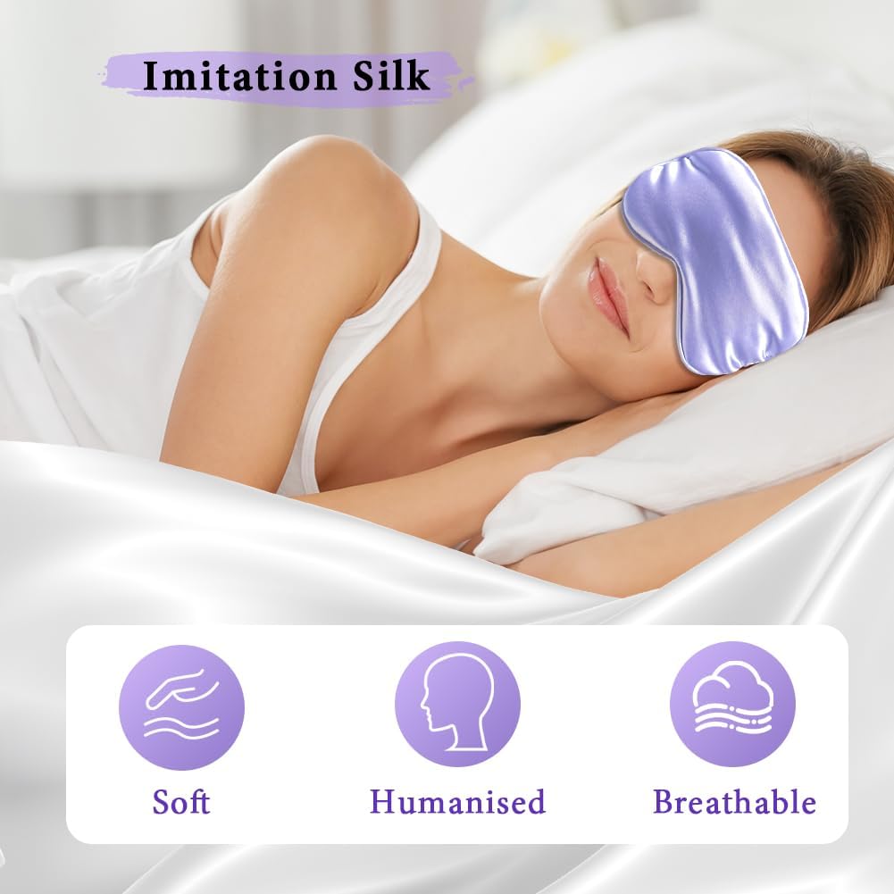Cooling Eye Mask and Silky Sleep Mask 4 Packs for Man Women for Sleeping Frozen Ice Eye Mask Cold Warm Compress Dark Circles Puffiness Dry Eyes Gifting