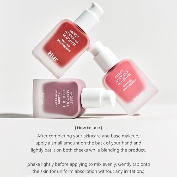 Moist Ampoule Blusher, Buildable Water-based Formula, Infused with over 50% moisture essence, no tackiness, long-lasting moisture, weightless feel (05 Peach Coral, 20ml)