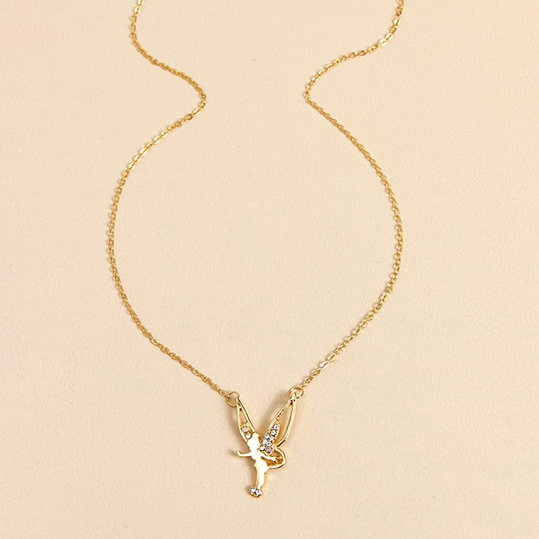 Fairy Pendant Necklace Delicate Gold Angel Necklace Chain Jewelry for Women Girls Gift