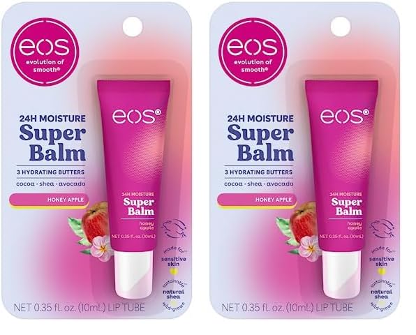 eos 24H Moisture Super Balm- Honey Apple, Lip Mask, Day or Night Lip Treatment, Made for Sensitive Skin, 0.35 fl oz (Pack of 2)