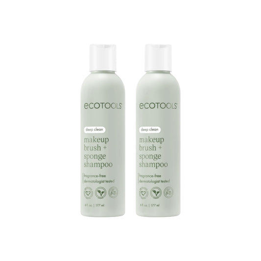EcoTools Makeup Brush & Sponge Shampoo - Fragrance-Free Cleanser for Brushes, Sponges & Puffs, No Harsh Chemicals, Vegan & Cruelty-Free, 6 fl.oz./ 177 ml, 2 Count