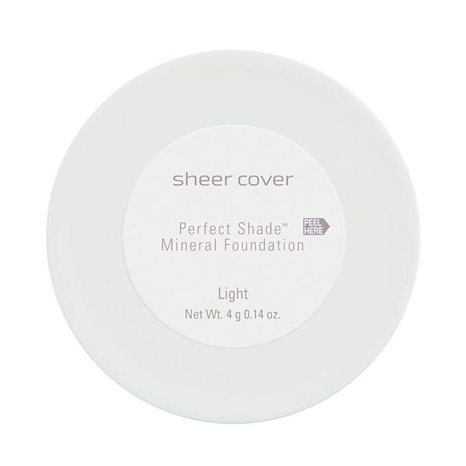 Sheer Cover Perfect Shade - Mineral Foundation Makeup Kit w Free Foundation Brush - Light/Fair Shade - Foundation Powder Makeup and Mineral Makeup, Best Full Coverage Foundation 4 Grams