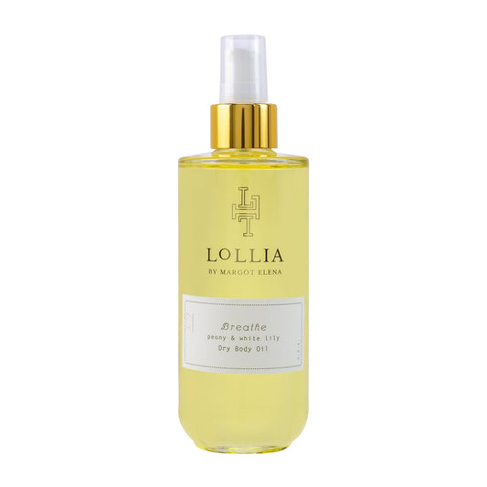 LOLLIA Breathe Dry Body Oil, 6.8 Fl. Oz. – Peony & White Lily – Women’s Scented, Moisturizing, Dry Body Oil for Women, For All Skin Types