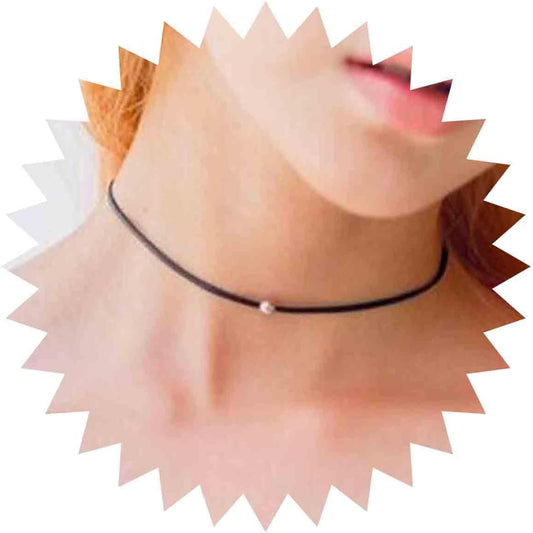 Boho Leather Choker Necklace Thin Black Suede Velvet Necklace Chain Vintage Minimalist Beaded Necklace 90s Chain Jewelry for Women Gifts