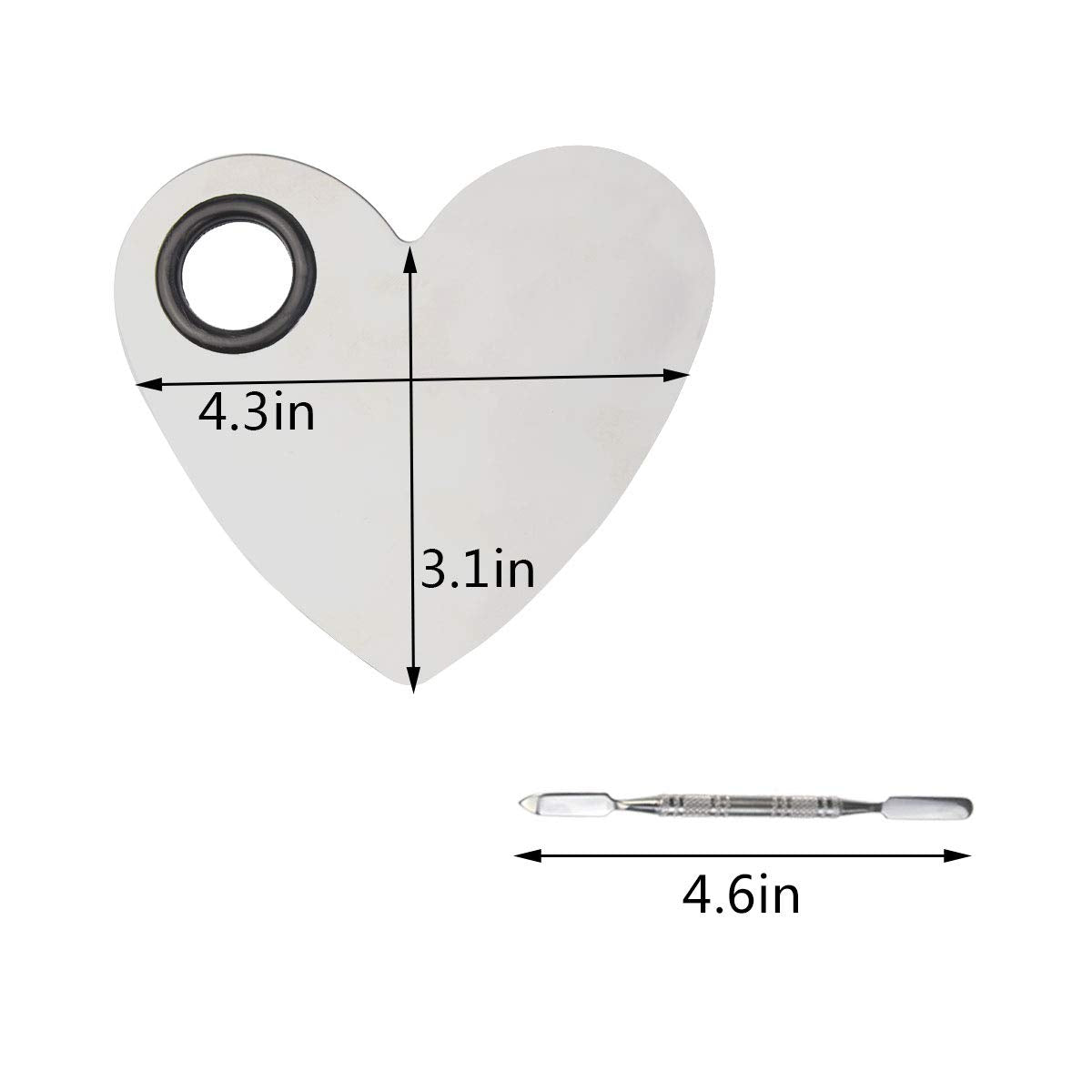 Stainless Steel Heart Shaped Makeup Palette Spatula - Makeup Artist Makeup Enthusiast Tools for Blending Cosmetic Foundation Shades