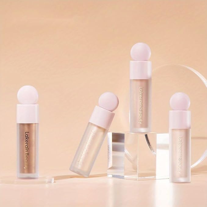 Liquid Highlighter, Contour Stick Makeup Highlighter for Face, Waterproof Luminous Lotion, Silky Smooth Glitter Highlighter Makeup Stick, Multi-Use Body Shimmer Liquid Bronzer 04# CANDLELICHT