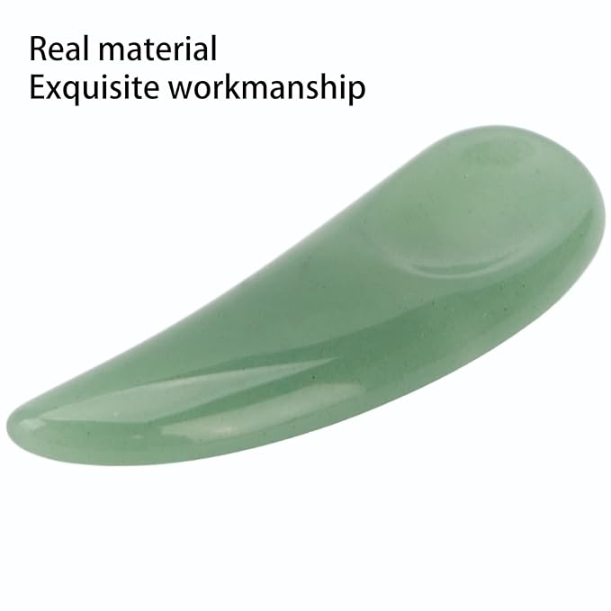 Spatula Scoop, Curved Cosmetic Spatula Scoop Mini Gua Sha Jadestone Curved Makeup Eye Cream Cosmetic Spatula Reduce Puffiness, Bags And Dark Circles Under the Eyes (Green)
