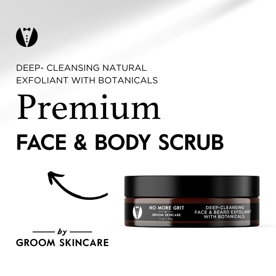 GROOM Face Scrub for Men | Gentle Daily or Weekly Exfoliator | Unplugs Pores for Clear, Smooth Skin | Unscented or Crisp Unisex Scent | 4 oz