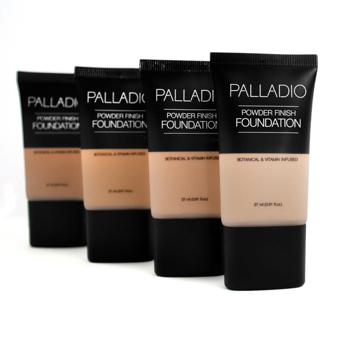 Palladio Powder Finish Liquid Foundation, Natural Matte Appearance, Reduces Fine Lines, Covers Large Pores, Hides Imperfections, All Day Wear, Sheer to Medium Coverage, In the Buff