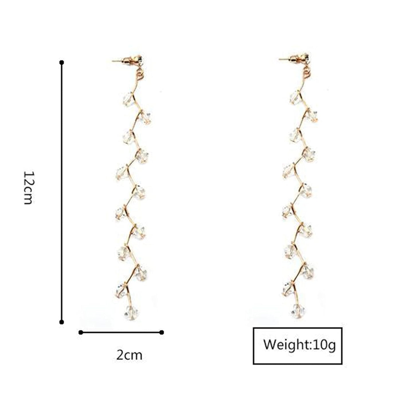 Boho Rhinestone Leaf Earrings Gold Crystal Drop Earring Long Chain Tassel Dangle Earrings Jewelry for Women and Girls Gifts