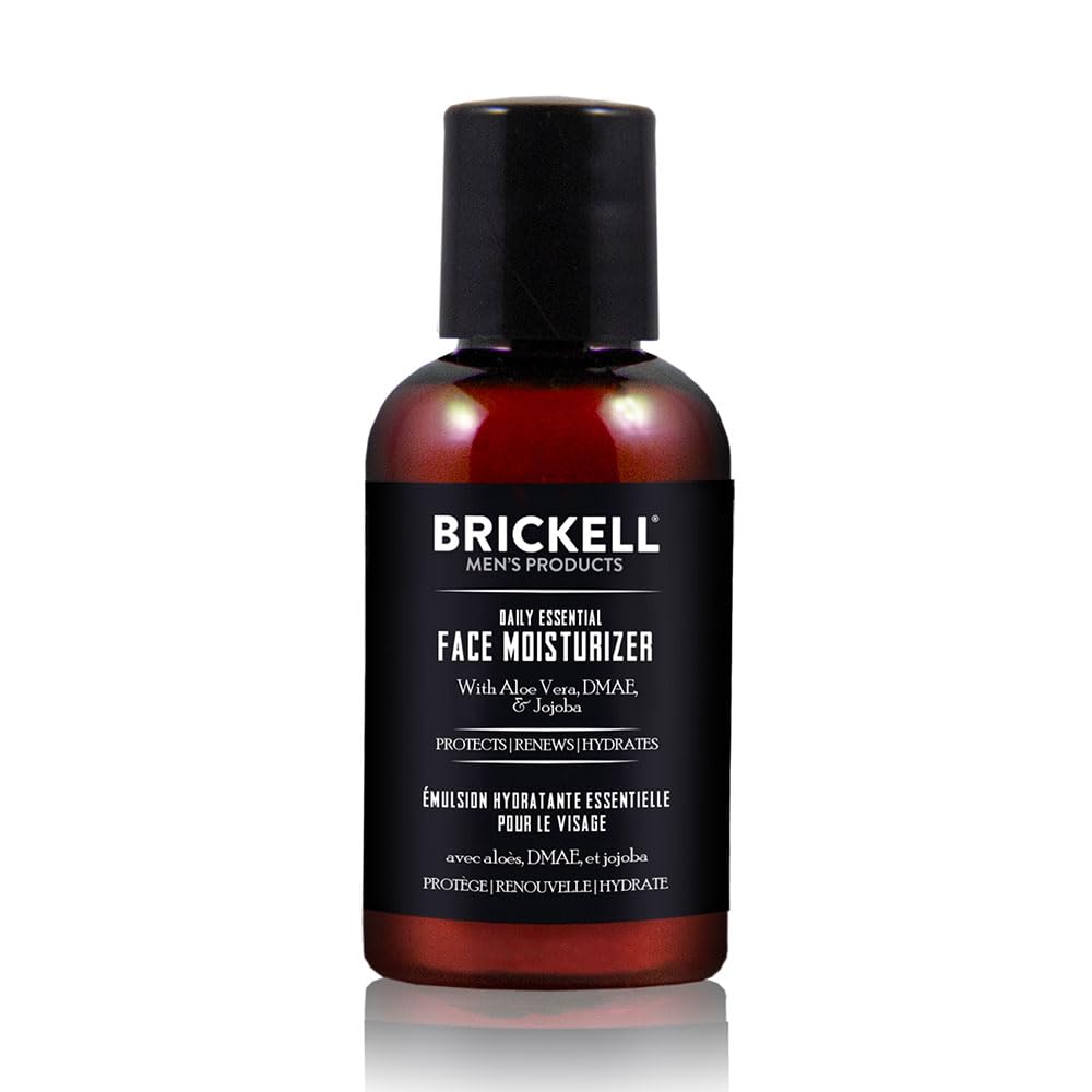 Brickell Men's Daily Essential Face Moisturizer for Men, Natural and Organic Fast-Absorbing Face Lotion with Hyaluronic Acid, Green Tea, and Jojoba, 2 Ounce, Scented