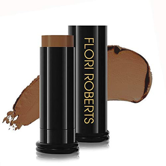 Base Strokes Crème Foundation Stick by Flori Roberts, Full Coverage for Women of Color or Deeper Skin Tones, Long Lasting Makeup, Natural Finish, Complexion Concealer & Corrector