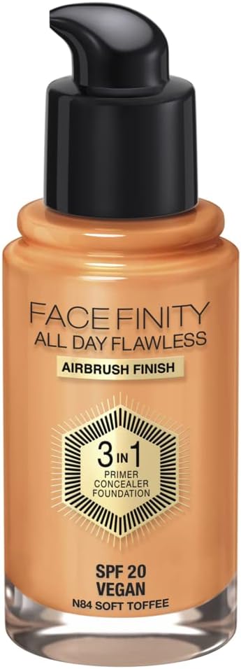 Max Factor Facefinity 3-in-1 All Day Flawless Liquid Foundation, SPF 20-84 Soft Toffee, 30 ml