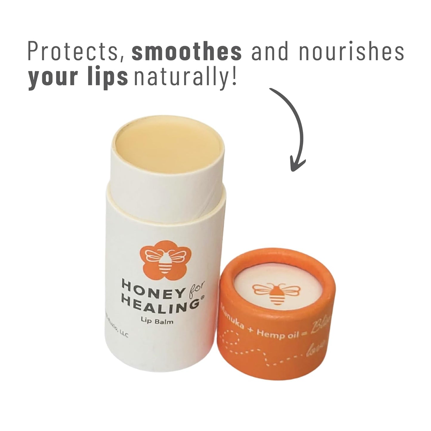 Lip Balm Moisturizer with Manuka Honey 15+ UMF, Coconut Oil, and Castor Oil For Chapped, Cracked, Dry Lips | Protects, Smoothes, and Nourishes your Lips | 0.25 oz / 7 gr. (Natural)