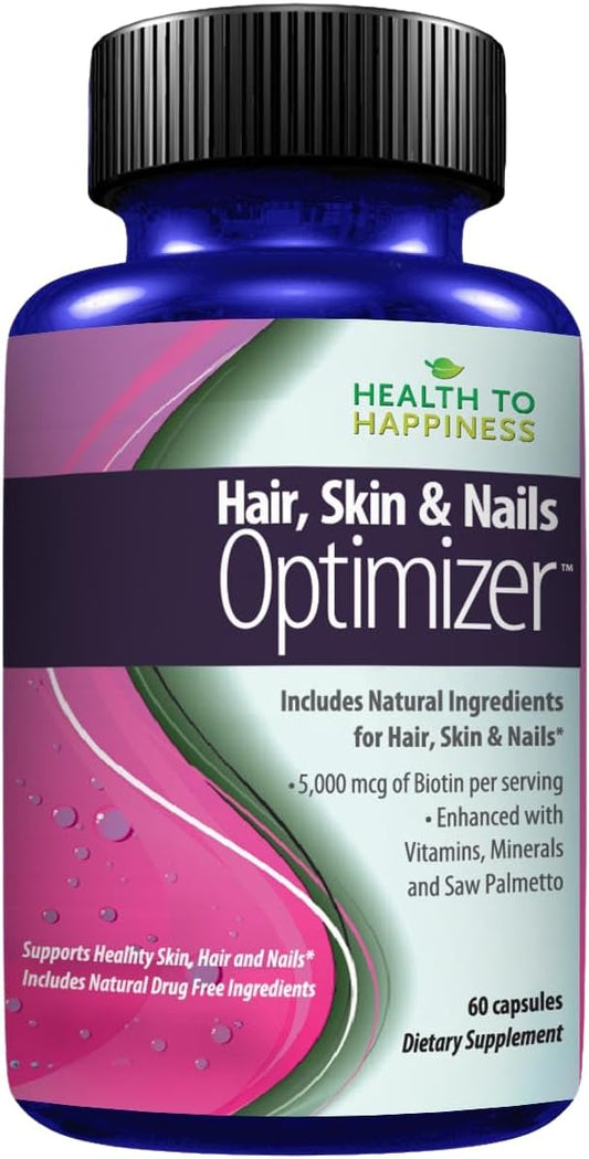 Hair Growth Formula – to Make Your Hair Grow & Skin Glow | Hair, Skin & Nails Optimizer with 5000 Mcg of Biotin, Hydrolized Collagen & More – for Men & Women, 60 caps for 30 Days Use