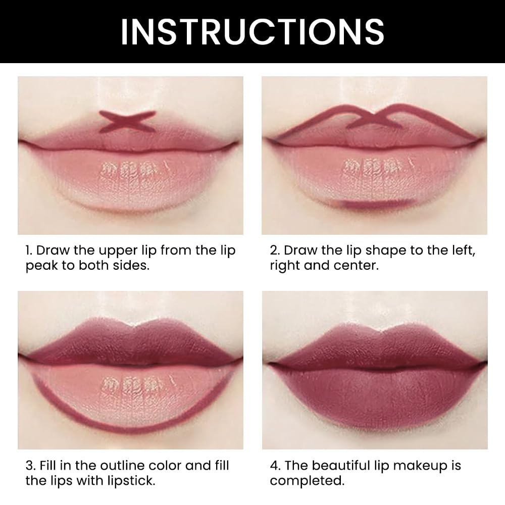 evpct 3Pcs Matte Lip Liner and Lipstick Combo Set Kit for Women, Light Plum Rose Mauve Nude Beige Brown Magic Neutral Lipstick 24 Hours Original Lips Liner Pencil Stain Long Lasting Waterproof