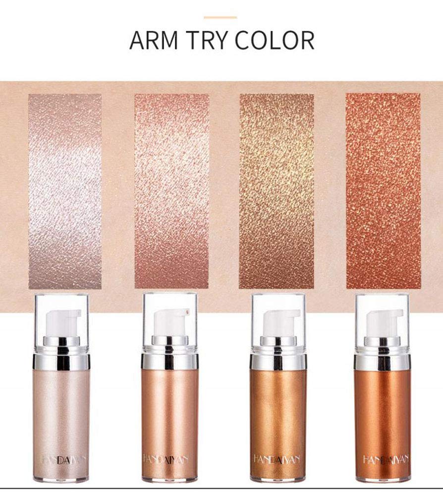 Body Face Luminizer Highlighter Cream Spray Liquid Bronzer Illuminator Glow Glistening Makeup Foundation Cheekbone & Blush Liquid Highlighter Bronzer Smooth Shimmer Glow Makeup(#2 Rose Gold)