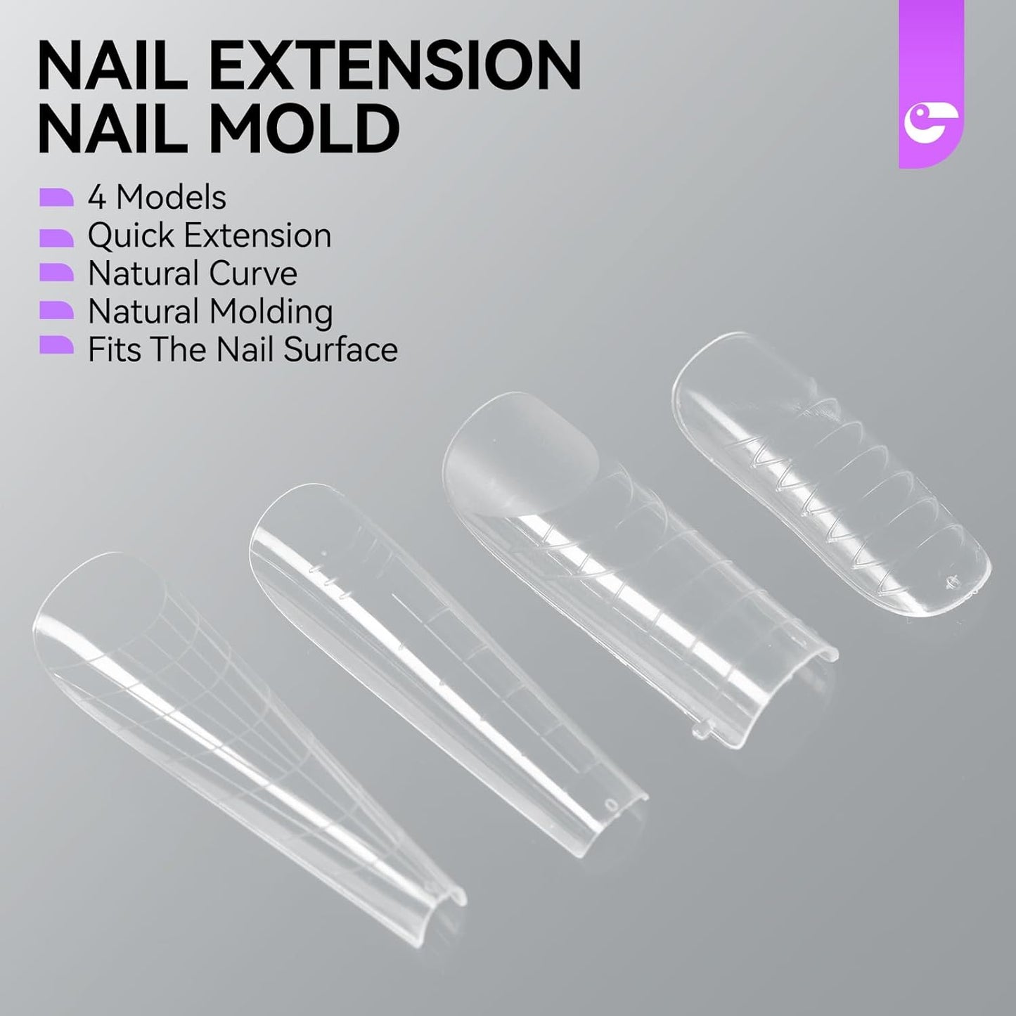 Gelike EC Dual Forms for Extension: 96 Pcs Color Nail Form, 4 Style 12 Size Nail Forms For Builder, Half Matte Gel Forms For Manicure Art Design Salon Diy