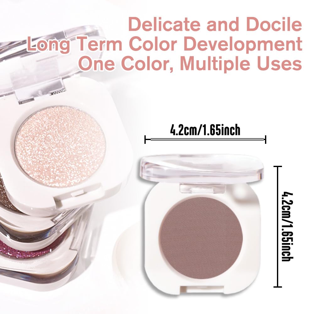 Light Cocoa Matte Eyeshadow Palette for Women, Single Monochrome Eye Shadow Makeup, Shiny Pressed Powder, Blendable Natural sombras para ojos, Holographic,Vegan,Travel -18