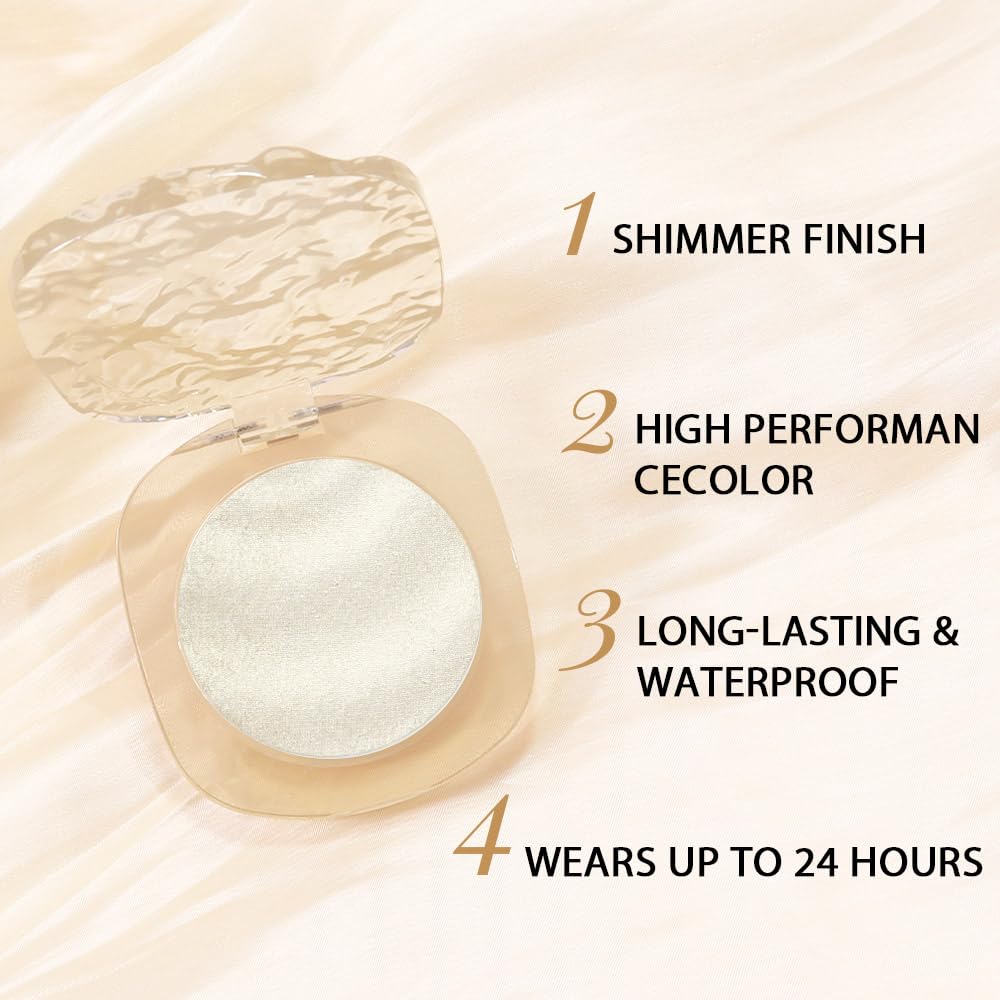 Champagne Rose Gold Shimmer Glitter Sparkling Monochrome Eyeshadow Palette,Metallic Single Eye Shadow for Older Women,Long Lasting Naturing-Looking Eye Makeup