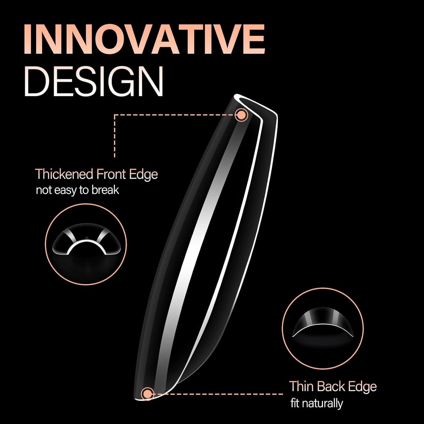 AILLSA Clear Coffin Nail Tips 504pcs Short Gel Nails Tips Soft Full Cover False Nail Tip Pre-shaped Press on Nails Tip for Extensions Gel DIY Salon Art 12 Sizes