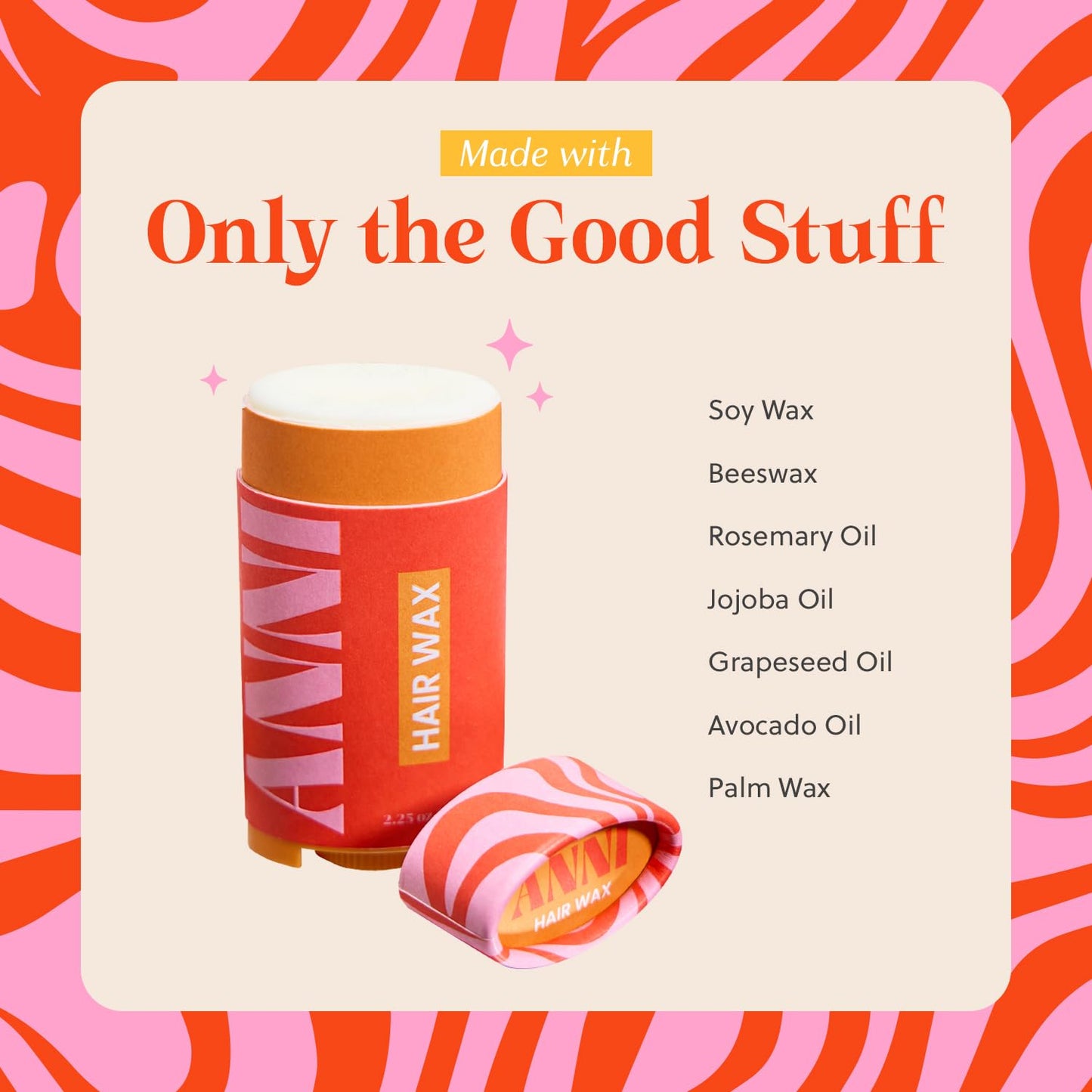 Plant-Powered, Frizz Taming Hair Styling Wax for Women | Enriched with Beeswax and a Blend of Nourishing Oils, Including Rosemary, Jojoba, Avocado, and Grapeseed | Safe For All Hair Types & All Ages