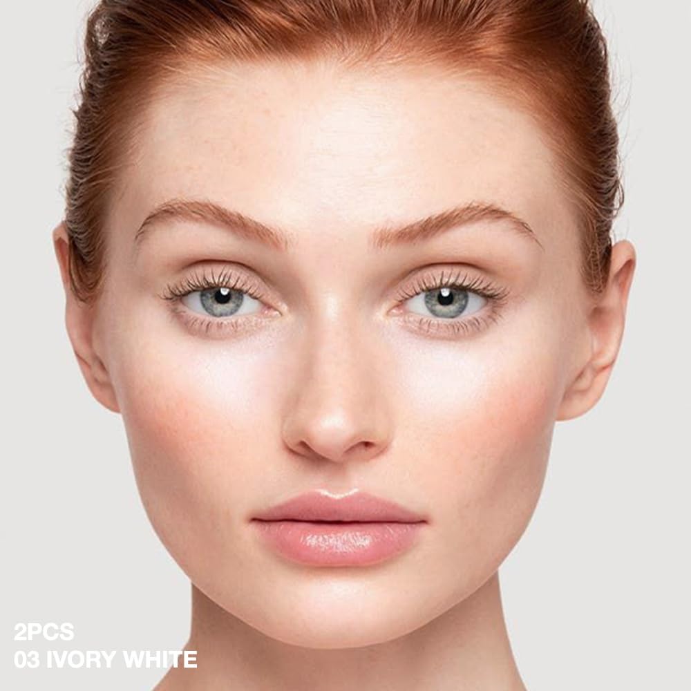 evpct 2Pcs under Eye Brightener, Nourishing Luminous under Eye Concealer Color Corrector for Dark Circles, Waterproof Naturactor Concealer Pot make up for Eye Ring corrector de ojeras, 03# Ivory White