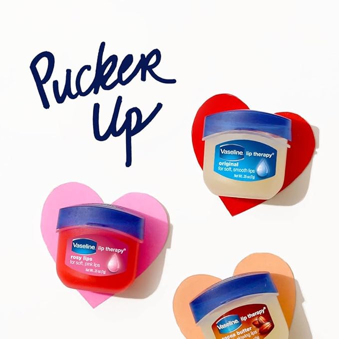 Vaseline Lip Therapy Rosy Lips Mini, Pure Petroleum Jelly, Advanced Moisture, Light Rose Fragrance, Sheer Pink Tint on Lips, Mini Vaseline Petroleum Jelly, Soft Vaseline Lips (Pack of 6-0.25 Oz Ea)