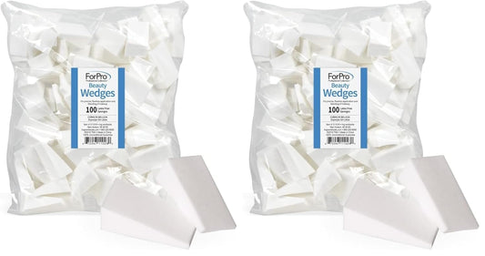 ForPro Beauty Wedges, Latex Free Foam Sponges, Makeup Blenders for Powder and Liquid Makeup, 100-Count (Pack of 2)