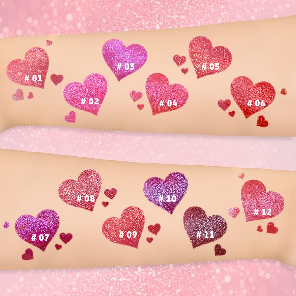 Orange Pink Metallic Lipstick for Women,Lightweight Glitter Sparkling Liquid Lipsticks,Shimmer Lip Gloss Stain Long Lasting Waterproof Smudge Proof Non-Drying 24 Hour Full Coverage Lip Makeup,Vegan