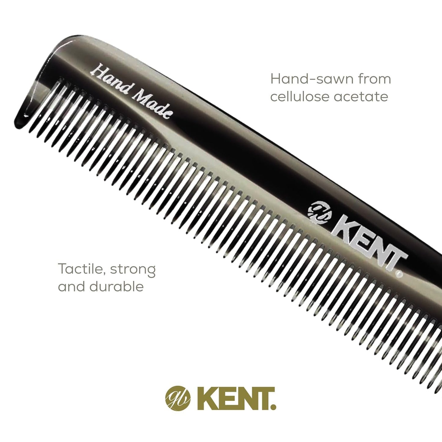 Kent F3T Black Graphite Fine Tooth Comb - Hair Parting and Straightening Comb for Men's & Women's Dandruff Remover, Saw Cut and Hand Polished Made in England