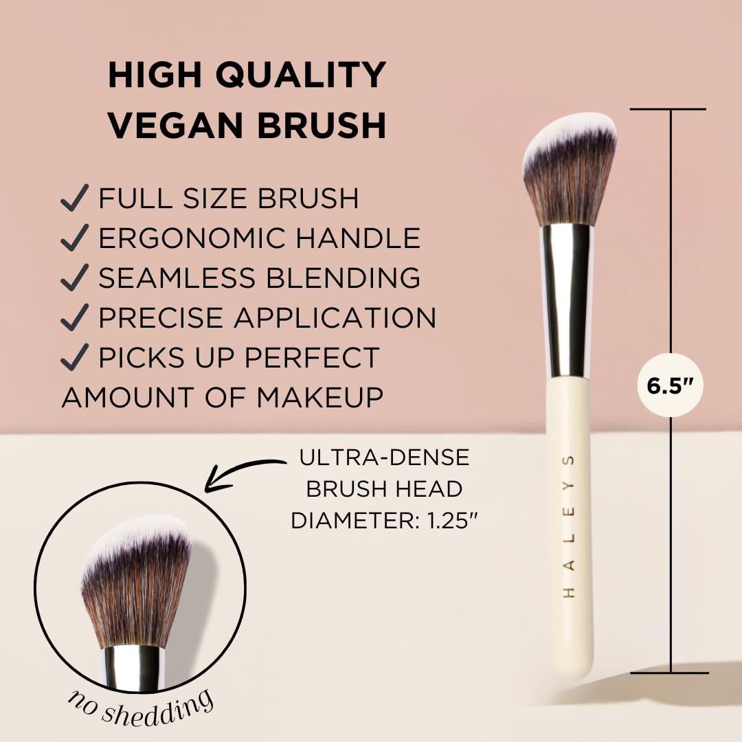 HALEYS Contour Brush VEGAN + CRUELTY-FREE, Angled & Tapered with Fluffy Bristles, Ideal for powder, cream, liquid, Use with blush, contour, bronzer, Sustainable Wood