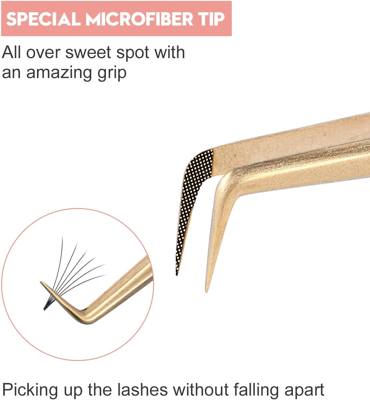 Ms.Queen Lash Tweezers for Eyelash Extensions,Precision 2Pcs Fiber Tip Grip 90 Degree Volume and Dolphin Isolation Lashing Tweezers Set