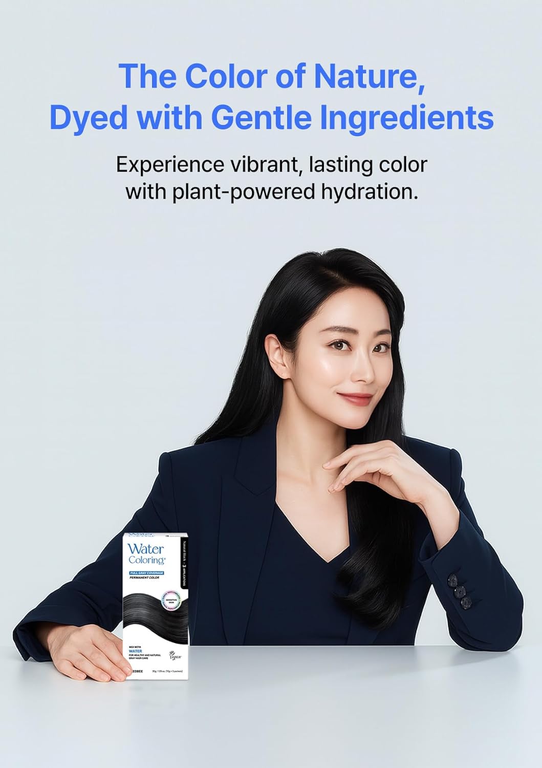 Korean Water Coloring for Gray Hair Coverage Dye, Wine Brown, 3 Packets, Quick & Natural Hair Tint, Vegan & Cruelty-Free Gray Cover, For All Hair Types, 30g (1.05 oz)