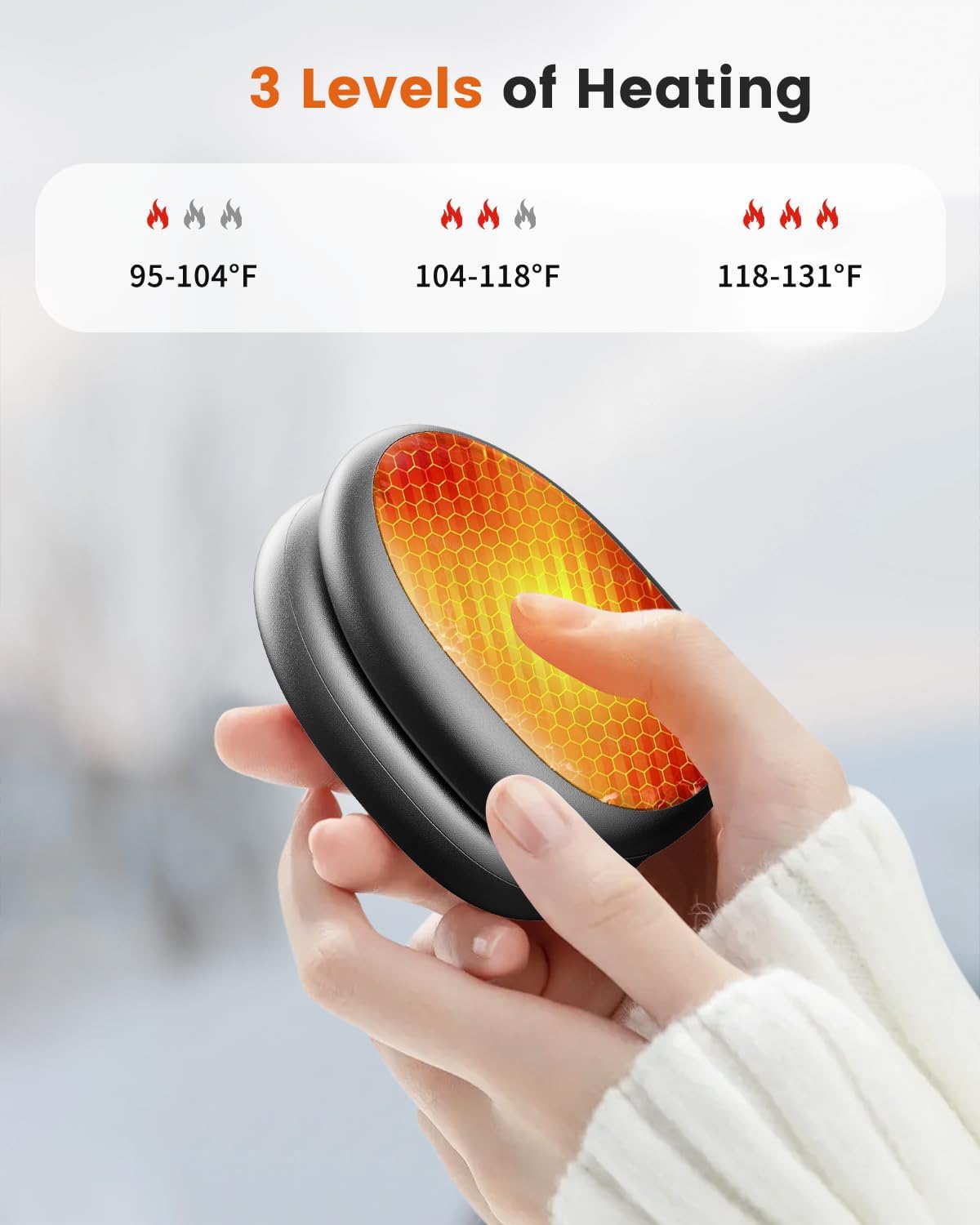 Hand Warmers Rechargeable 2 Pack, AI Temperature Control Electric Handwarmers, Stone Shape Portable Pocket Heater, Great Gift for Christmas Hunting, Golf, Camping Black