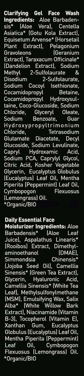 Brickell Men's Daily Essential Face Care Routine I, Gel Facial Cleanser Wash and Face Moisturizer Lotion, Men's Skincare Gift Set Natural and Organic, Scented