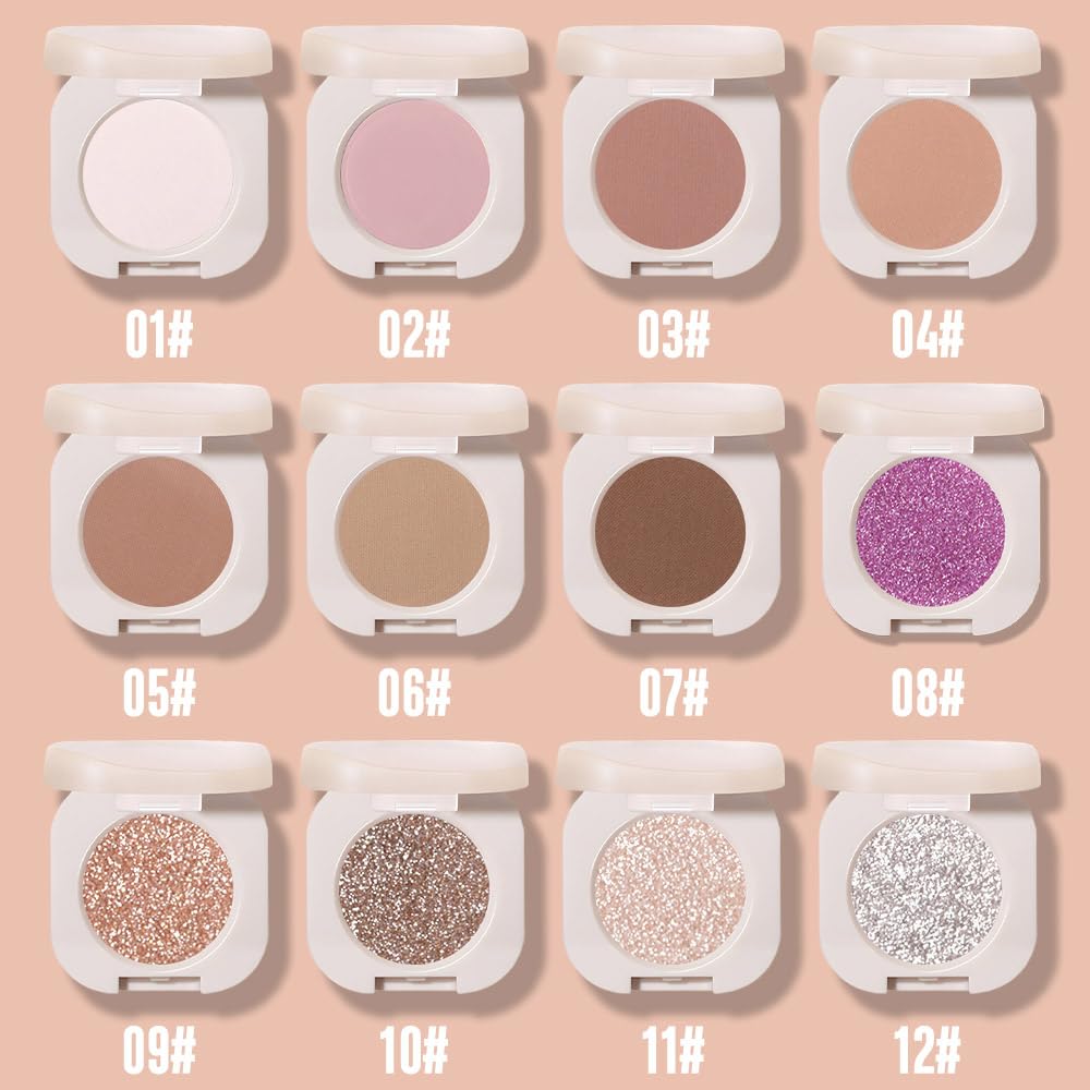Pressed Single Matte Eyeshadow Palette Makeup, Matte nude White Eyeshadow For Women, Pigmented Waterproof Sombras Para Ojos, Single Pressed Powder Vegan, Talc, Paraben & Cruelty Free(01)