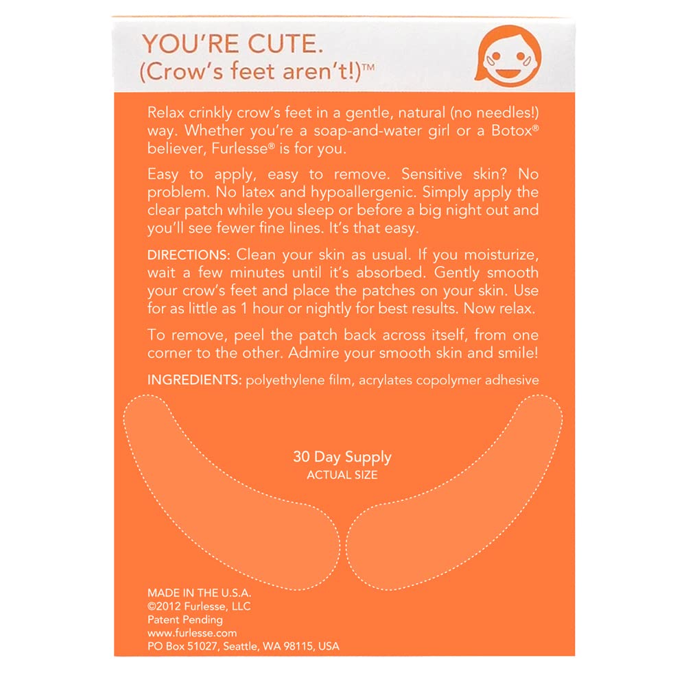 Furlesse Crows Wrinkle Patches, Overnight Eye Patches for Wrinkles and Crow’s Feet Lines, Non-invasive Anti-Wrinkle Patches, Anti-aging Skincare, 60 Patches, 30-Day Use