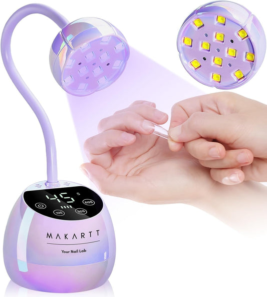 Makartt UV LED Nail Lamp - Gooseneck UV Light for Gel Nails USB 39W Cordless Flash Cure Lamp with 4 Times & Auto Sensor Nail Dryer Fast Curing Nail Art Design for Salon Home DIY (Glazed Purple)