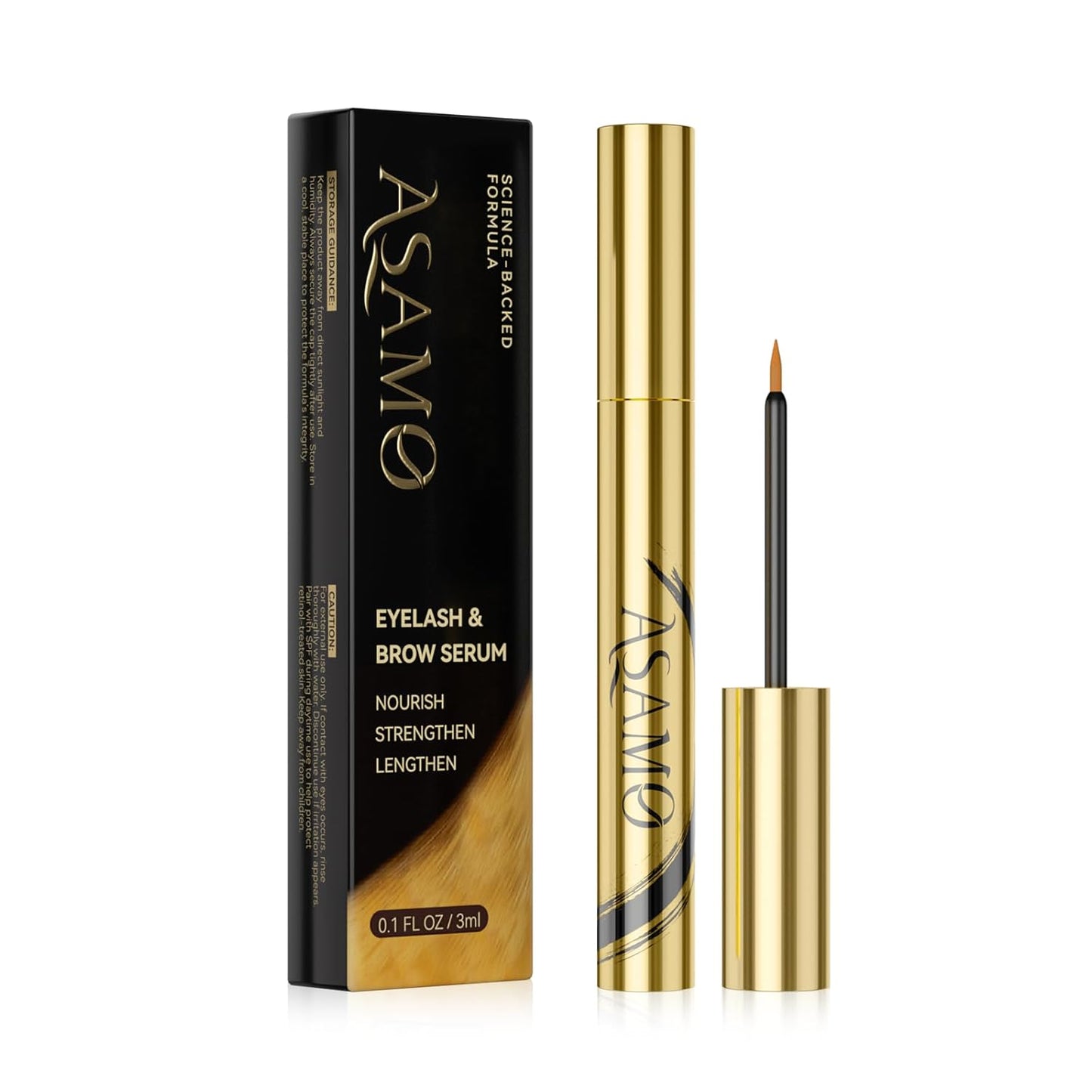 Eyelash & Eyebrow Growth Serum – 15 Plant Extracts for Longer, Denser & Fuller Lashes & Brows, Boosts Natural Hair Development,eyelash serum,Hypoallergenic Oil-Free,lash growth serum (Golden Yellow)