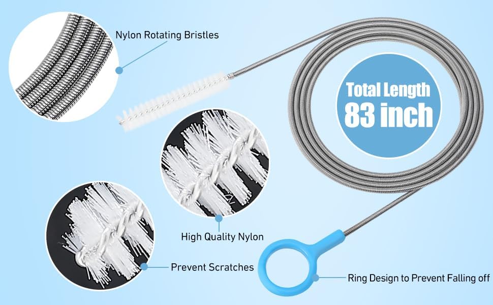 Flexible Pipe Cleaner, Clog Remover for Sink, Household Sewer Hair Brush, Long Drain Brush with Flexible Feeding Tube - 13pcs