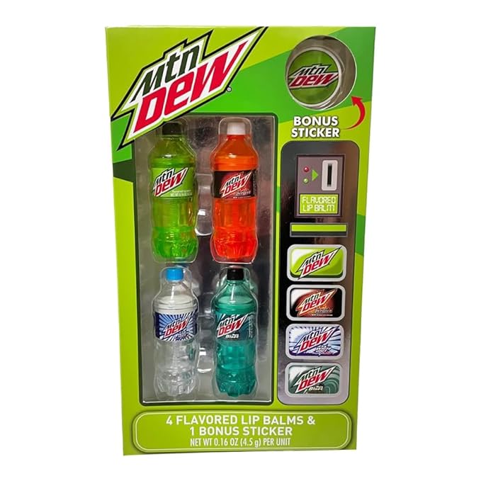 Mountain Dew Flavored Lip Balm 5-Piece Vending Machine Pack, Green, 5 Piece Set
