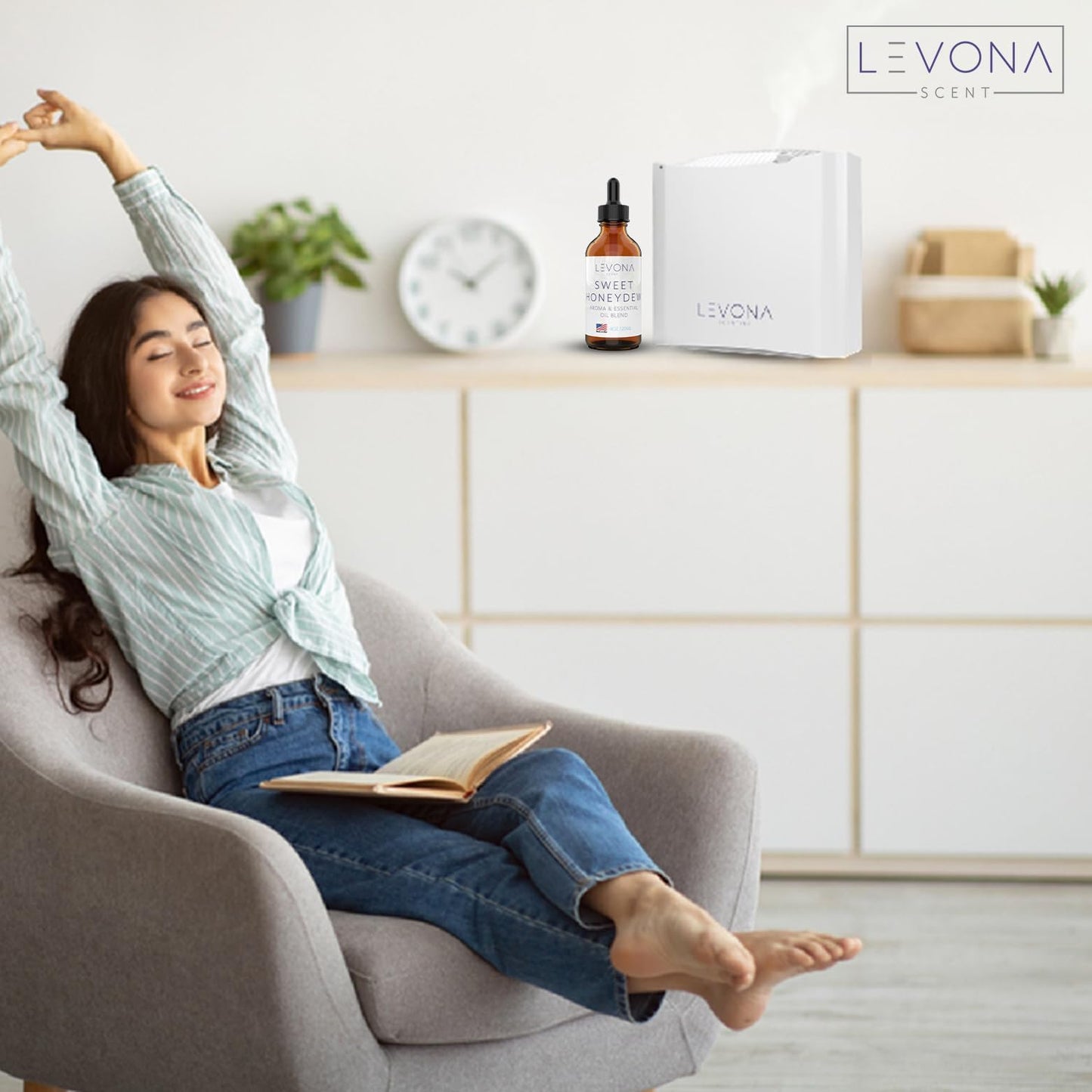 Levona Scent Oil Diffuser Essential Oils: Essential Oils Home Luxury Scents - Sweet Honeydew Essential Oil - Sweet & Fresh Notes of Nectarine and Floral Rose Essential Oil - 120 Ml Fragrance Oils