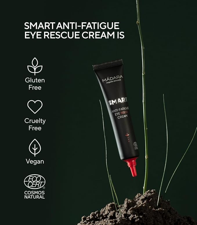 MÁDARA Organic Skincare | SMART Anti-Fatigue Eye Rescue Cream - 15 ml, With a Smart Antioxidant Complex, Natural Aescin And Caffeine, 100% Natural Origin, Vegan, Ecocert Certified