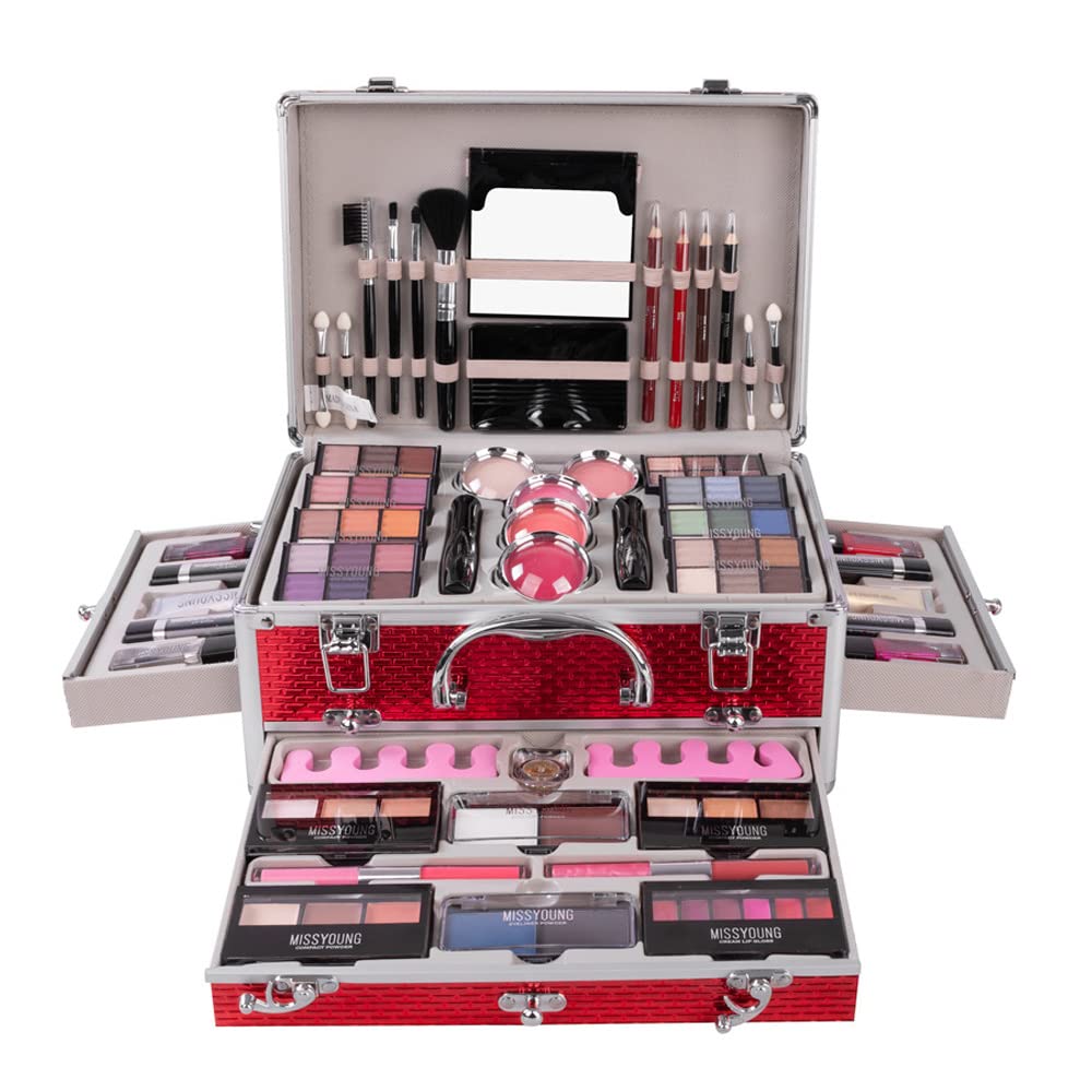 Make-up Box Set Multi-purpose Cosmetic Storage Beauty Case Professional Contain Eyeshadow Concealer Lip gloss Blusher Compact Powder Eyebrow and Makeup Pencil Brush #3